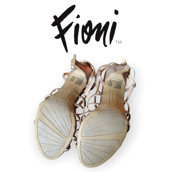 FIONI golden gladiator greek goddess buckle stiletto open toe heels Size 8.5 - Picture 5 of 12